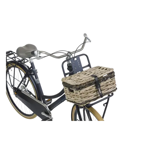 Basil Dijon - met - deksel - fietsmand - small - grijs/zwart