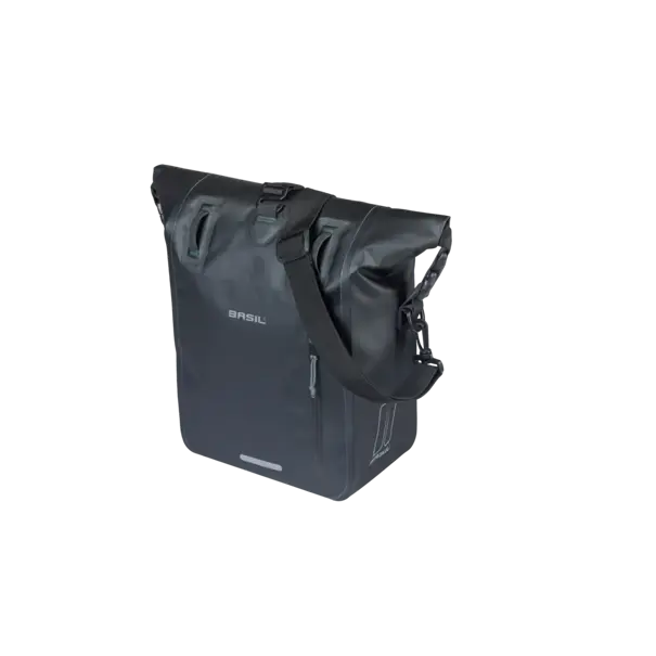 Basil Rivo M - enkele tas tarpaulin MIK Hooks - 12-15L - zwart