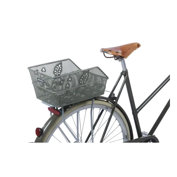 Basil Cento Flower S - fietsmand - achterop - olive green