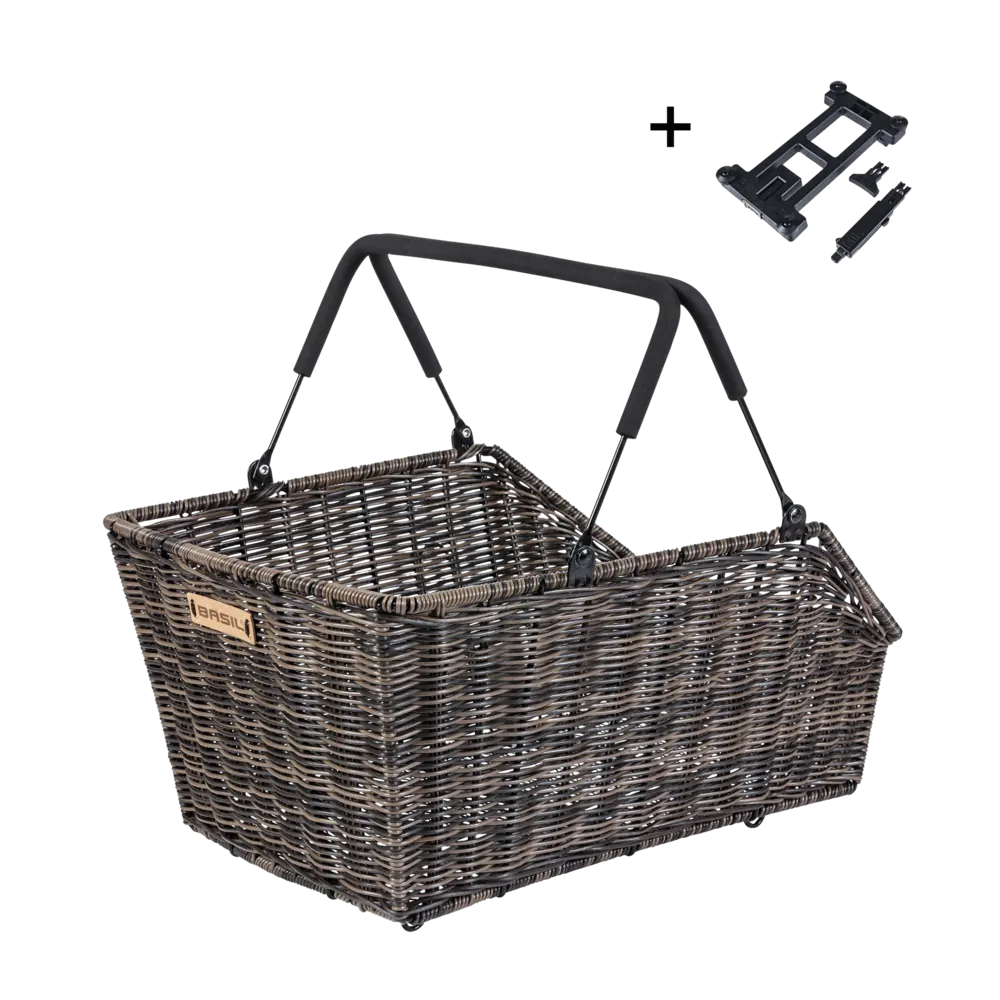 Basil Cento Rattan Look MIK - fietsmand - achterop - bruin