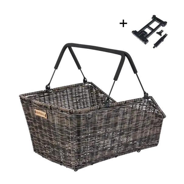 Basil Cento Rattan Look MIK - fietsmand - achterop - bruin