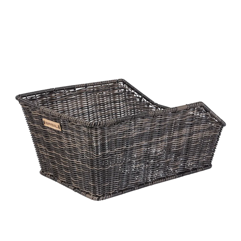 Basil Cento Rattan Look - fietsmand - achterop -bruin