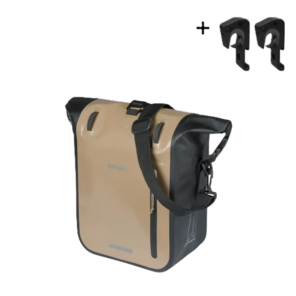 Basil Rivo M - enkele tas tarpaulin MIK Hooks - 12-15L - zand/zwart