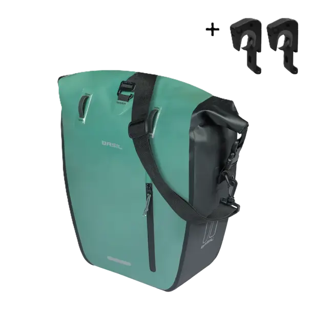 Basil Rivo L - enkele tas tarpaulin MIK Hooks - 25-31L - zilvergroen/zwart