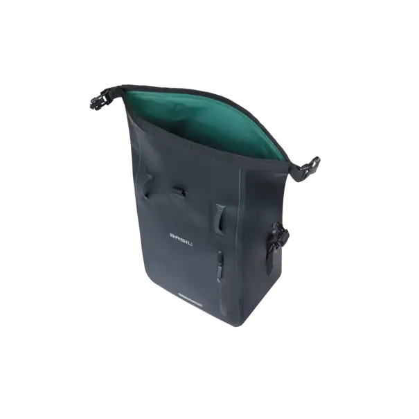 Basil Rivo M - enkele tas tarpaulin MIK Hooks - 12-15L - zwart