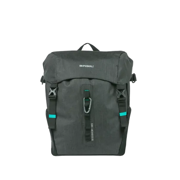 Basil Discovery 365D L - enkele tas MIK Hooks - 20L - zwart gemêleerd