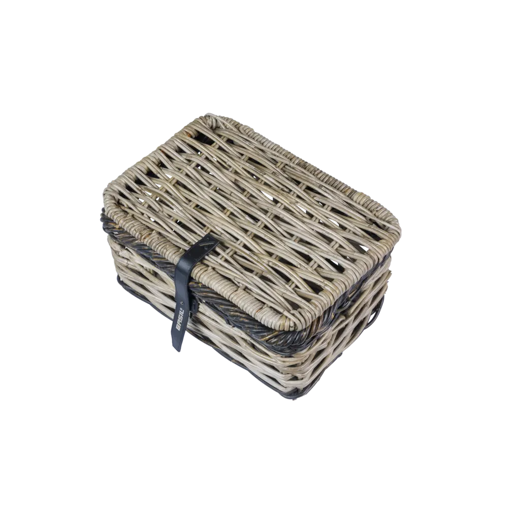Basil Dijon - met - deksel - fietsmand - small - grijs/zwart