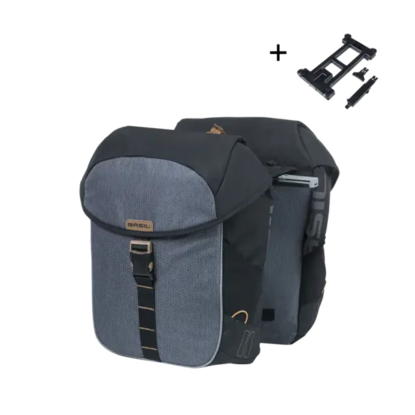 Basil Miles - dubbele fietstas MIK - 34 liter - grijs/zwart
