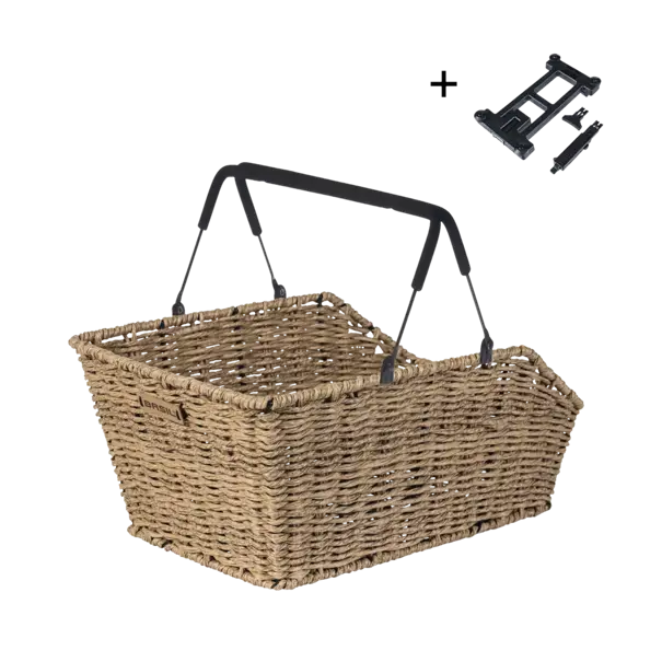 Basil Cento Rattan Look MIK - fietsmand - achterop - inclusief MIK systeem - bruin