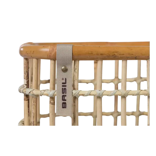 Basil Green Life - rotan fietsmand - medium - voorop natural bruin