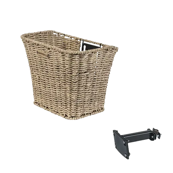 Basil Bremen Rattan Look FM - fietsmand - voorop - inclusief Basil FM stuurpenhouder - lichtbruin