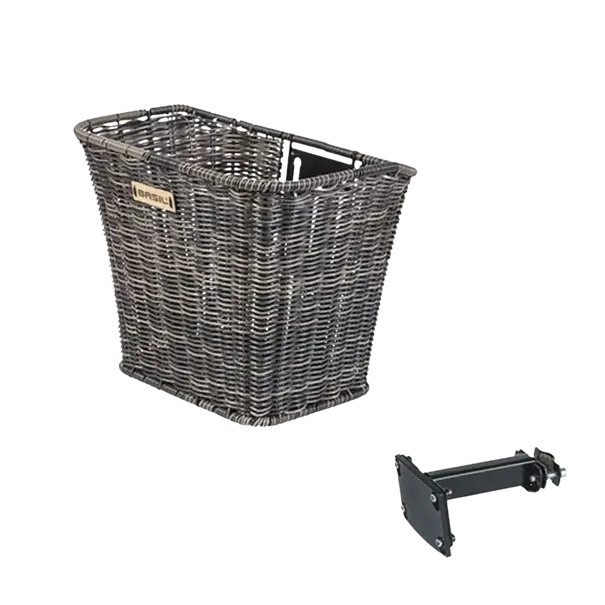 Basil Bremen Rattan Look FM - fietsmand - voorop - inclusief Basil FM stuurpenhouder - bruin