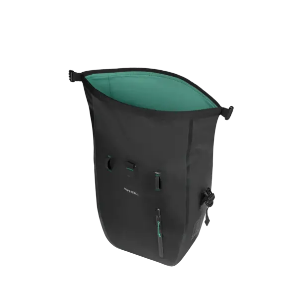 Basil Rivo L - enkele tas tarpaulin MIK Hooks - 25-31L - zwart