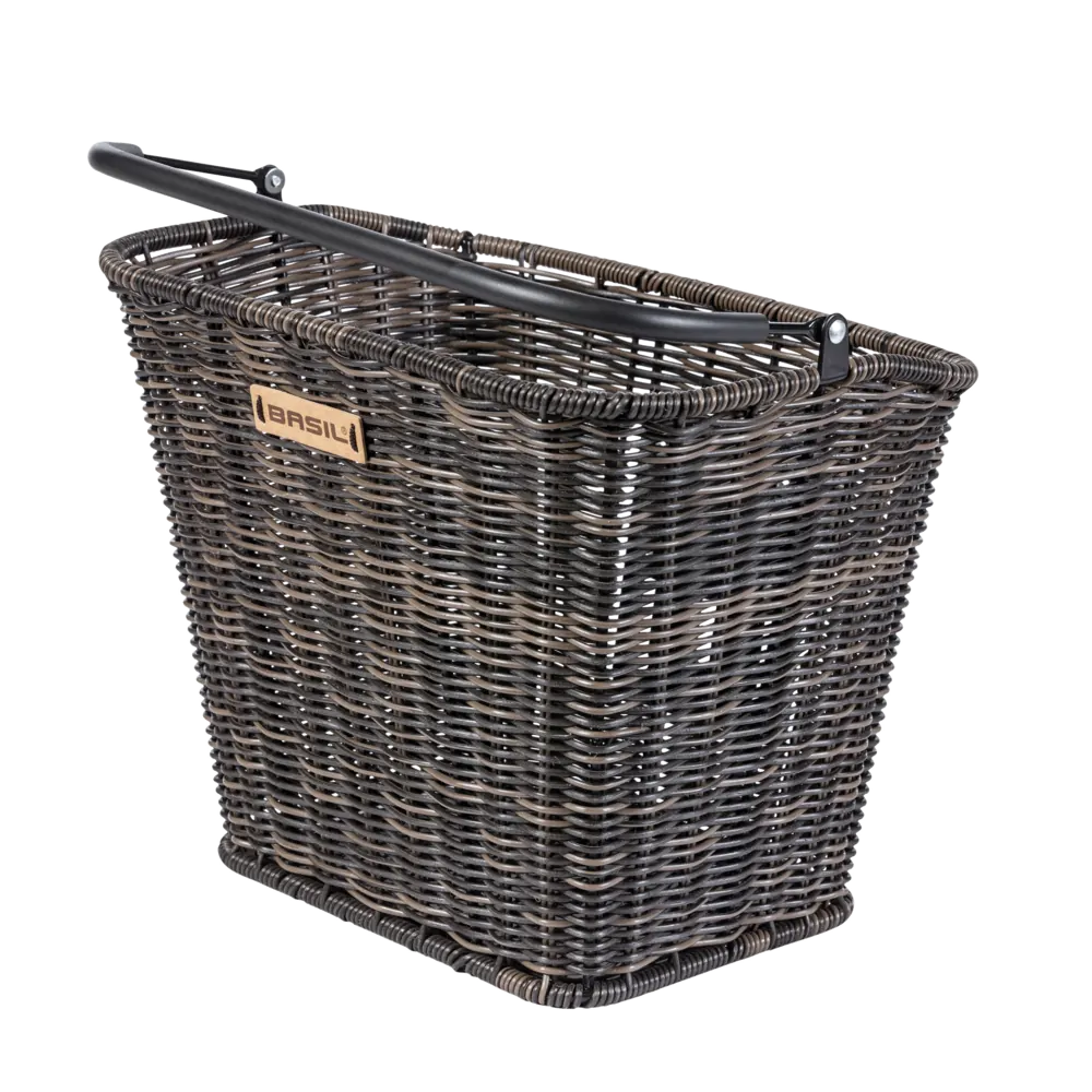 Basil Bremen Rattan Look KF - fietsmand - voorop - donkerbruin