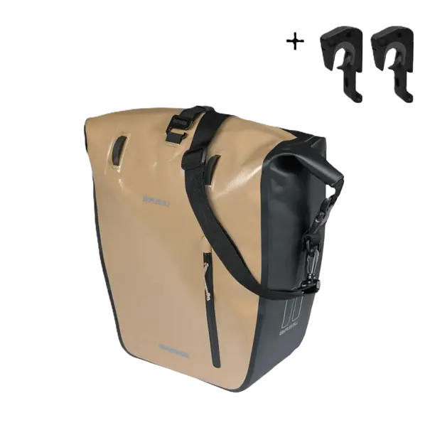 Basil Rivo L - enkele tas tarpaulin MIK Hooks - 25-31L - zand/zwart