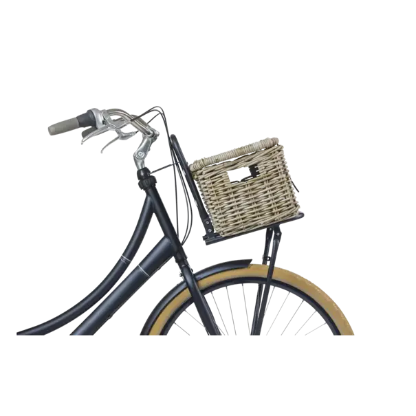 Basil Dax met deksel - fietsmand - S - grijs