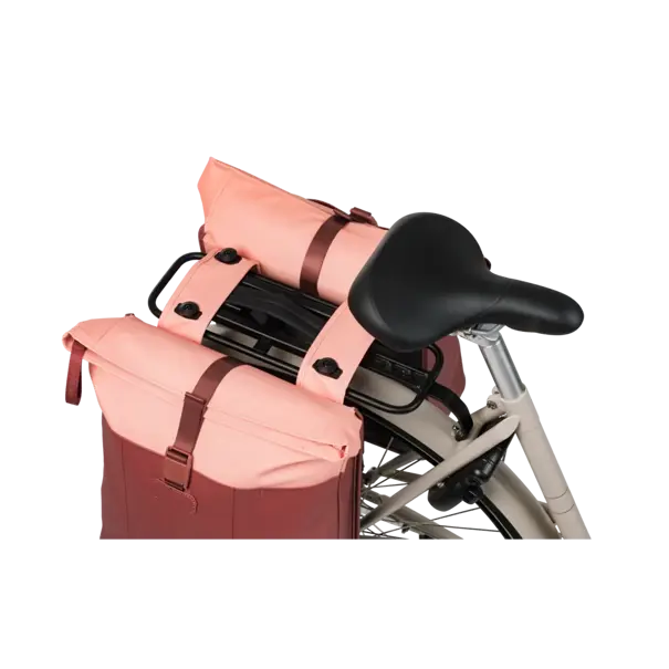 Basil Vive - dubbele fietstas MIK - 28-35L - bordeaux/roze