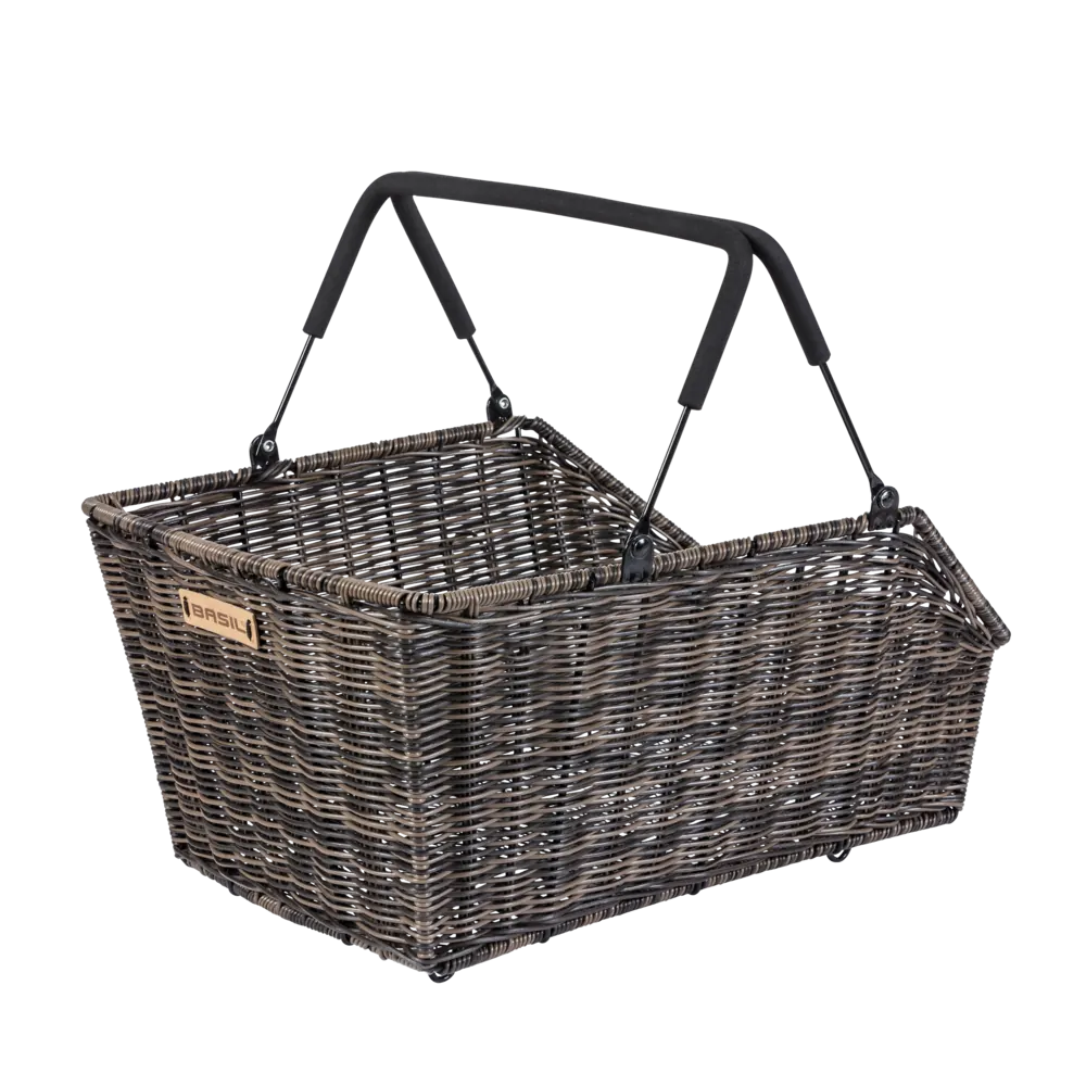 Basil Cento Rattan Look MIK - fietsmand - achterop - bruin