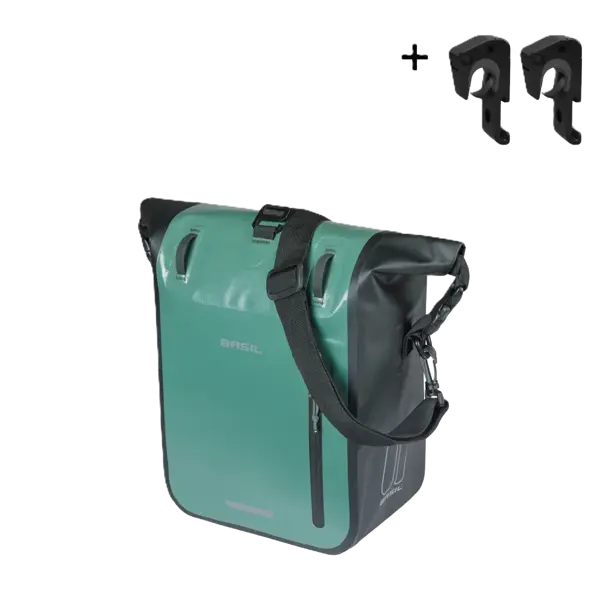 Basil Rivo M - enkele tas tarpaulin MIK Hooks - 12-15L - zilvergroen/zwart