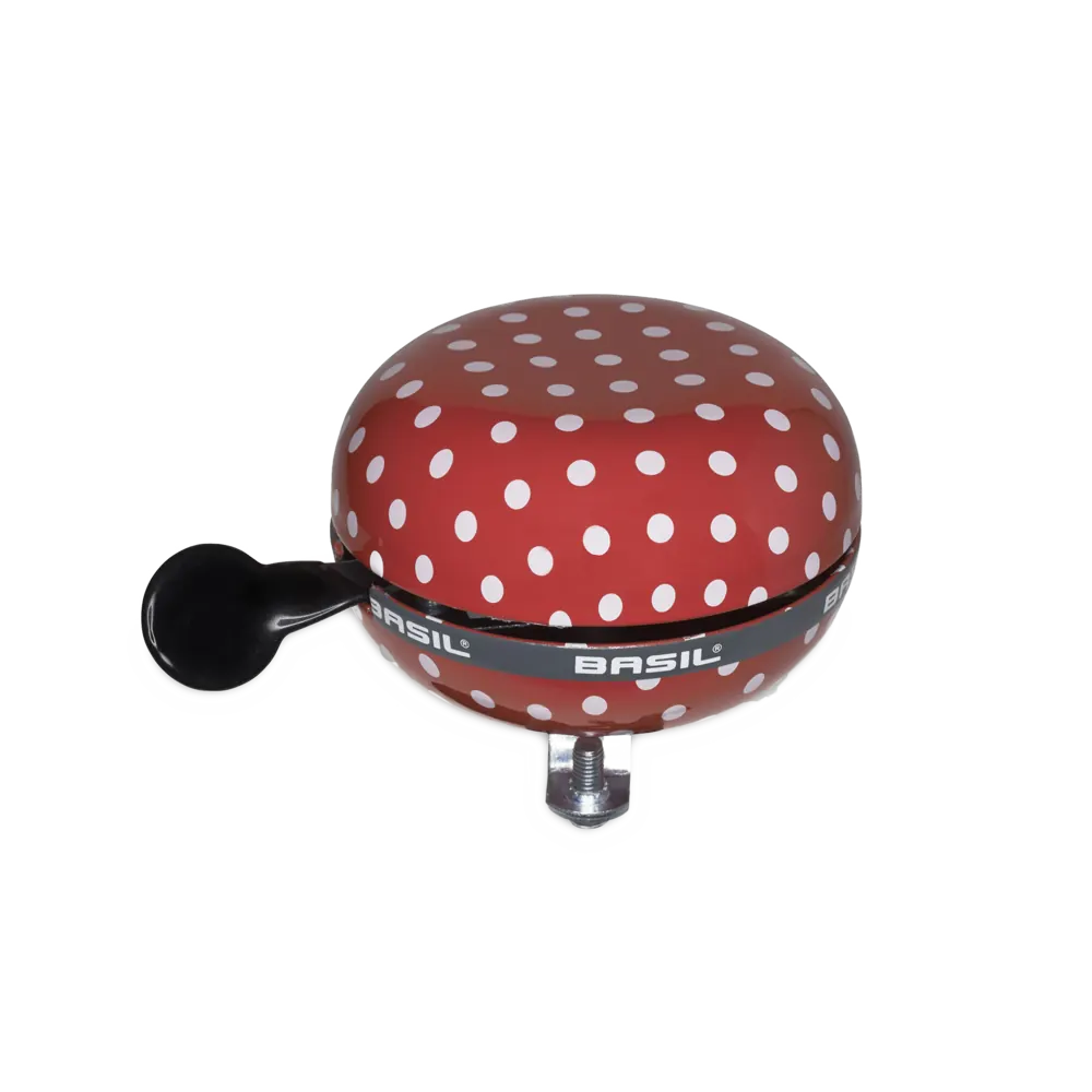 Basil Polkadot - fietsbel - 80 mm - rood / wit