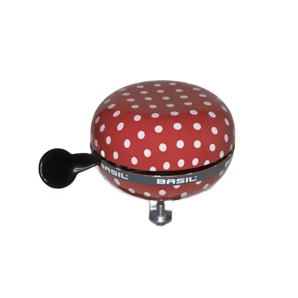 Basil Polkadot - fietsbel - 80 mm - rood / wit